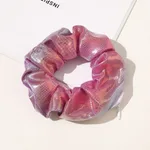 European And American Printed Satin Zipper Large Intestine Hair Ring - C261 Pink No 3