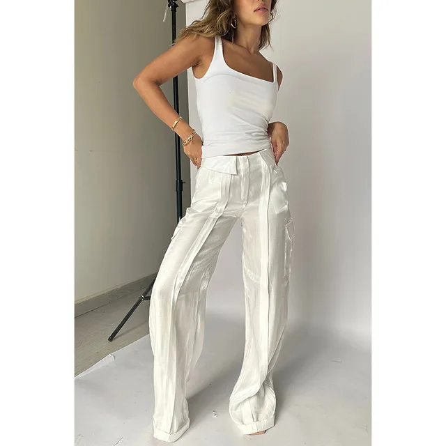 Loose Zip Multicolor Vacation Trousers White - Shop at LoveMi