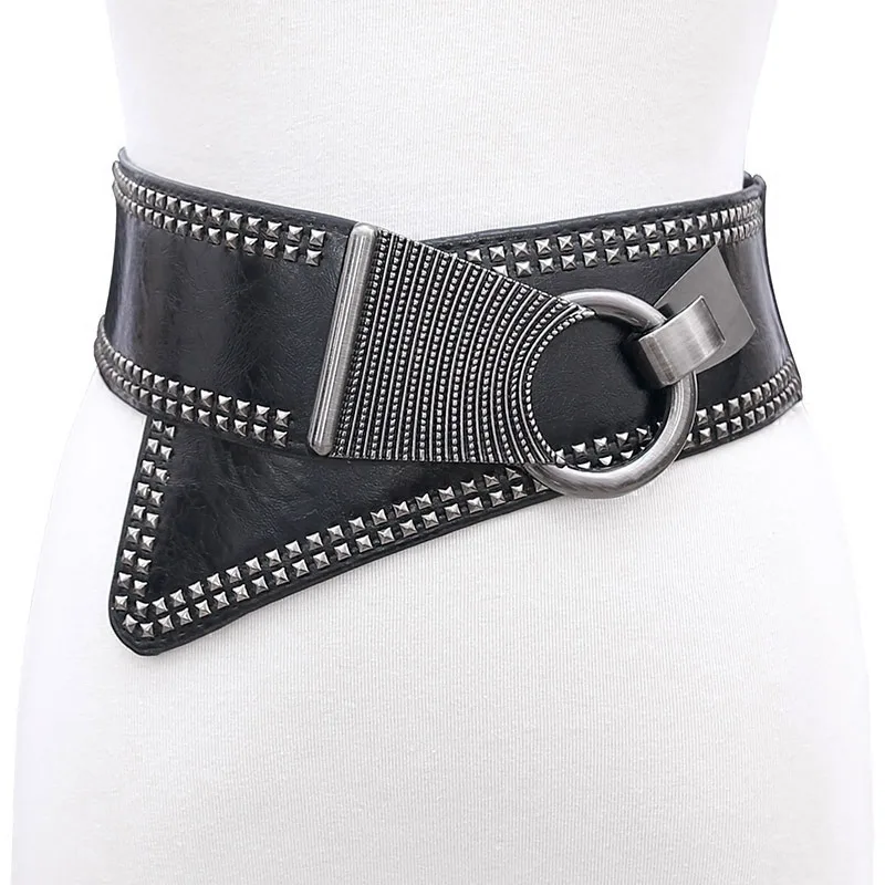 Personalised Fashionable All-match Wide Waist Seal Oblique Women's Belt - Black - View 1