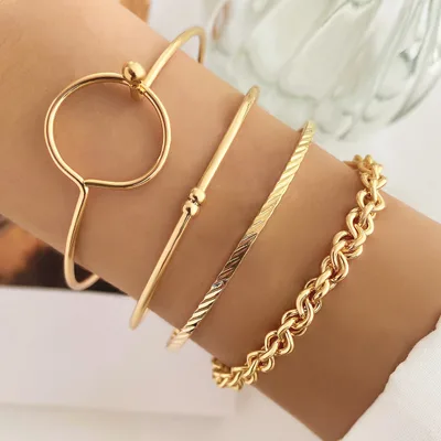 Fashion Hollowed out Round Geometric Open Bracelet Gold - Shop at LoveMi