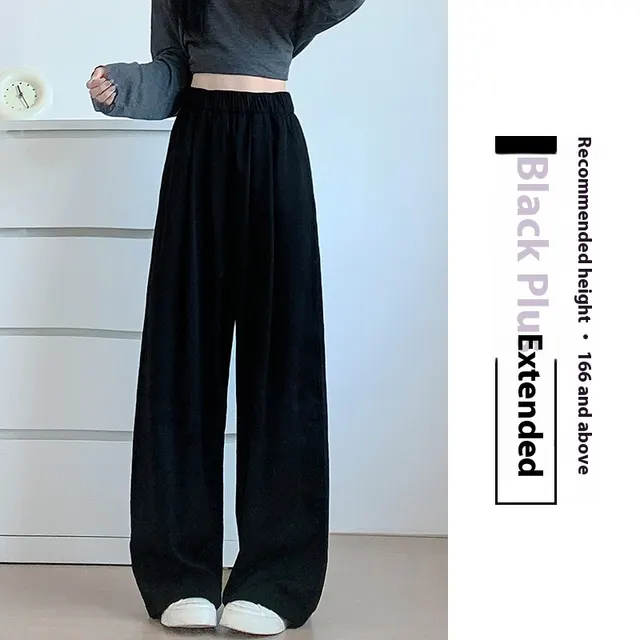 High Waist Drooping Casual Straight leg Idle Style Mopping Yamamoto Pants Black Lengthened - Shop at LoveMi