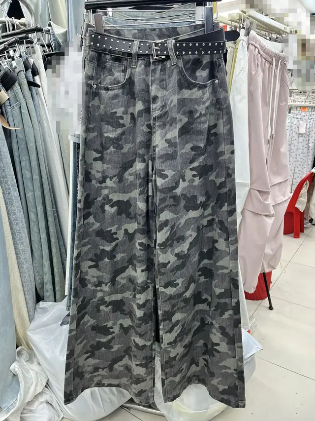 Design Sense Camouflage Cargo Pants High Waist Loose And Slimming Drape Sense Camouflage No Belt - Shop at LoveMi