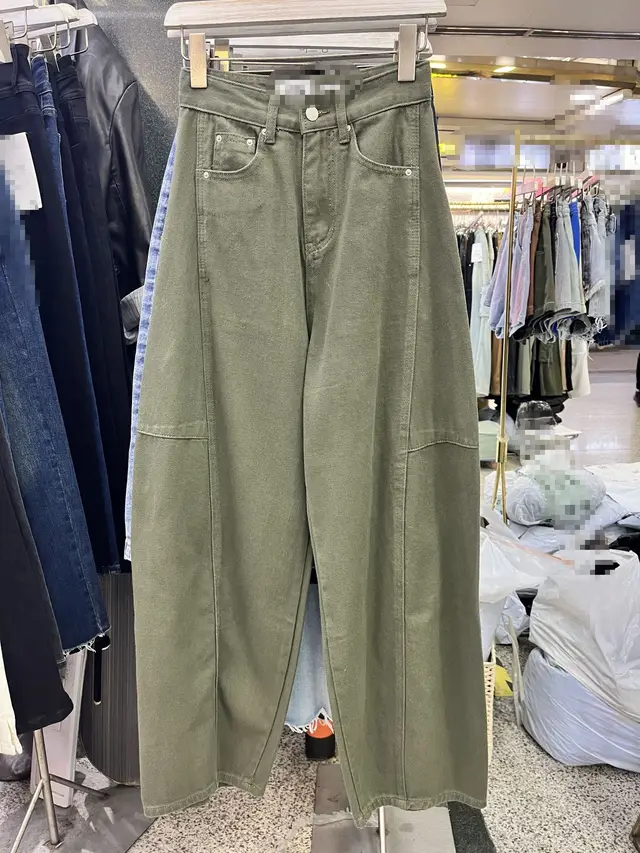 Loose Jeans Washed Banana Korean Style Baggy Pants Casual Army Green - Shop at LoveMi