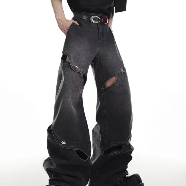Fashion Retro Wide Leg Jeans For Women Black - Shop at LoveMi