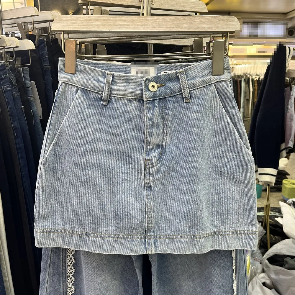 Fashionable Slimming Temperament A Type Denim Skirt Light Blue - Shop at LoveMi