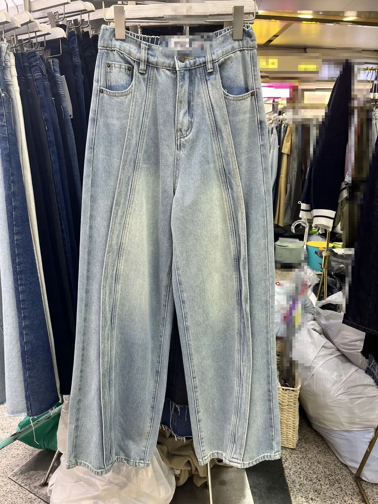 High-end Couple's Fashion Brand All-matching Lazy Stitching Jeans - Blue