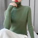 Autumn And Winter Pullover Inner Bottoming Shirt Tight Stretch Women's - Mint