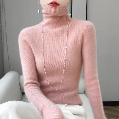 Autumn And Winter Pullover Inner Bottoming Shirt Tight Stretch Women's Pink - Shop at LoveMi