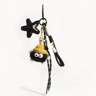 Cute Girl's Bag Accessories Keychain - Black Briquette Pendant