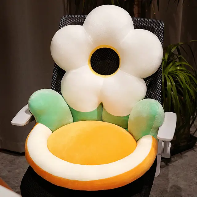 Cartoon Half pack Waist Support Flower Futon Cushion White Flower - Shop at LoveMi