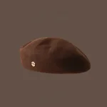 Brown Wool Metal Beret