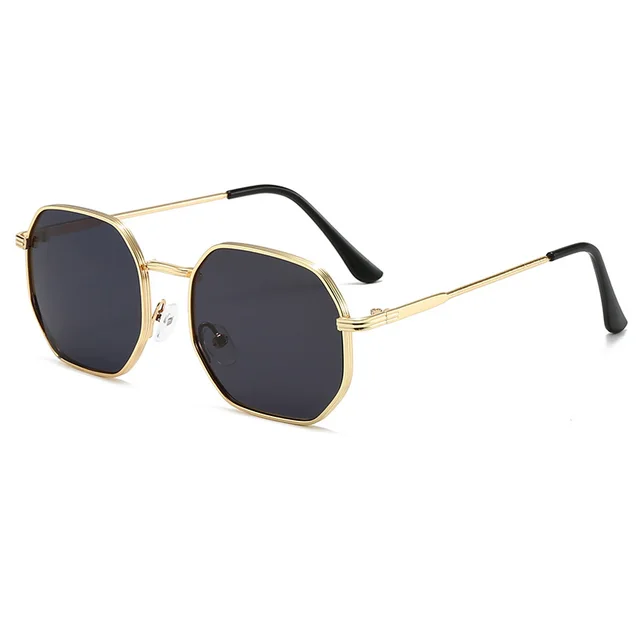 Classic Retro High grade Men's And Women's Fashion Sunglasses Gold Frame Gray Piece - Shop at LoveMi