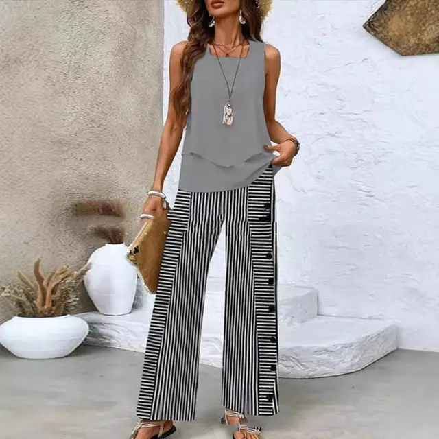 Shirt Trousers Loose Solid Color Casual Suit Gray - Shop at LoveMi