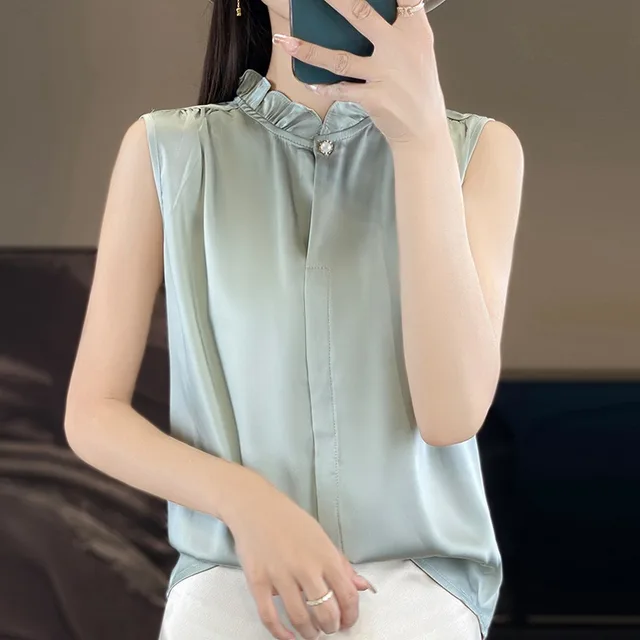 Fashion Personality Solid Color Temperament Shirt Women Bean Green - Shop at LoveMi