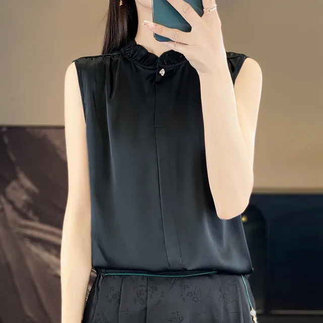 Fashion Personality Solid Color Temperament Shirt Women Classic Black - Shop at LoveMi