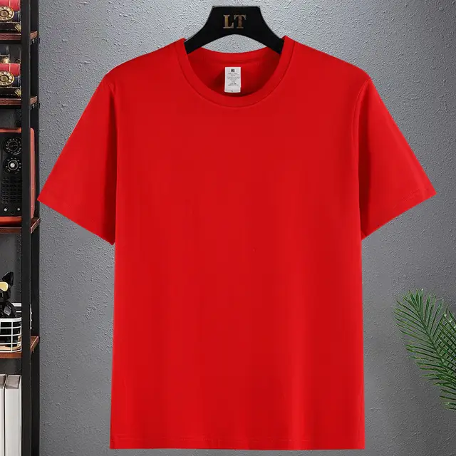 Heavy Cotton Short sleeved T shirt Bright Red - Shop at LoveMi