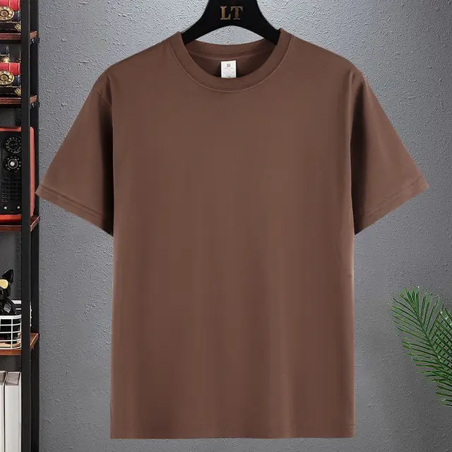 Heavy Cotton Short sleeved T shirt Brown - Shop at LoveMi