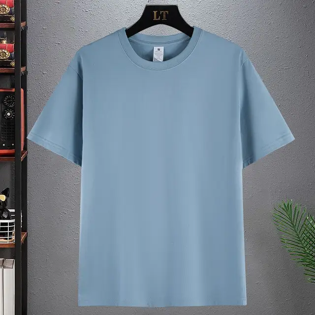 Heavy Cotton Short sleeved T shirt Fog Blue - Shop at LoveMi