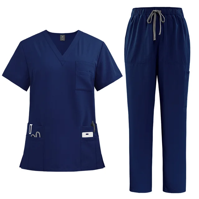 Women's Uniform Straight leg Pants Solid Color Suit 42168 Dark Blue - Shop at LoveMi