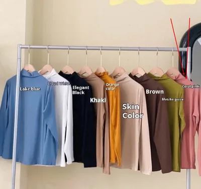 Half Turtleneck Solid Color Inner Wear Slim Fit Long sleeved T shirt Women Coral Pink - Shop at LoveMi