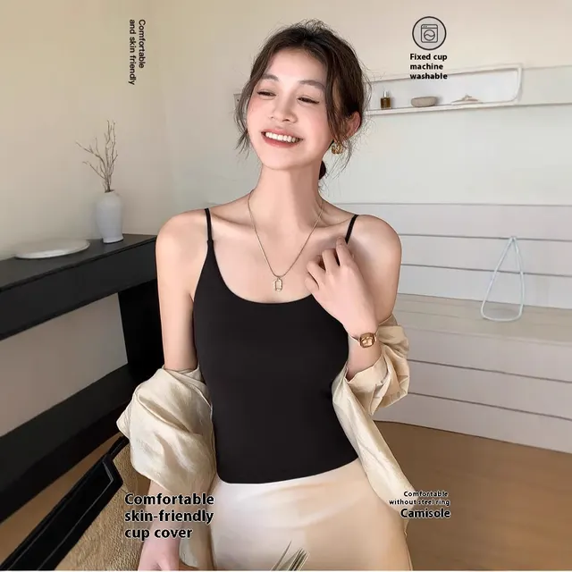 Women's Fashion Personality Spaghetti Strap Tank Top Black - Shop at LoveMi