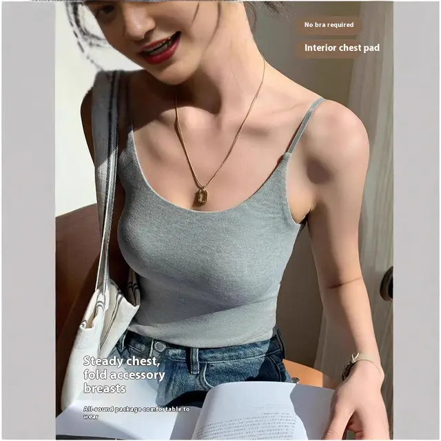 Women's Fashion Personality Spaghetti Strap Tank Top Heather Gray - Shop at LoveMi