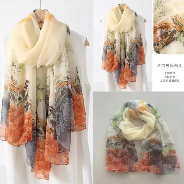 Fashionable Stylish Yourou Yarn Rose Scarf For Women Spring Thin Yellow - Shop at LoveMi