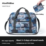 Travel Bag Large Capacity Lightweight Tote Business Traveling Luggage Bag Can Cover Trolley Case - Blue