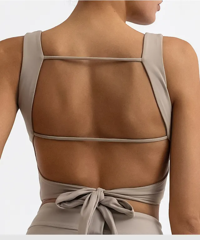 Women's Sports Fashion Yoga Straps Top Light Khaki - Shop at LoveMi