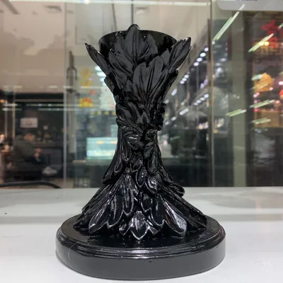 Feather Column Resin Lotus Crystal Ball Base Crafts Decoration Black Small - Shop at LoveMi