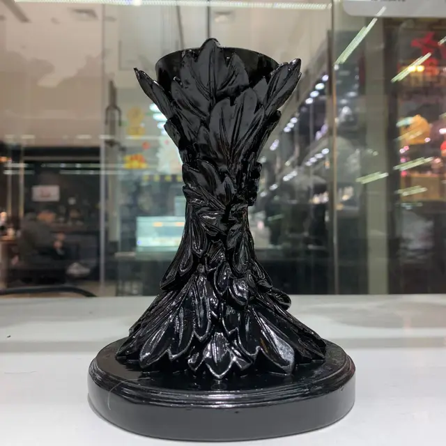 Feather Column Resin Lotus Crystal Ball Base Crafts Decoration Black Small - Shop at LoveMi