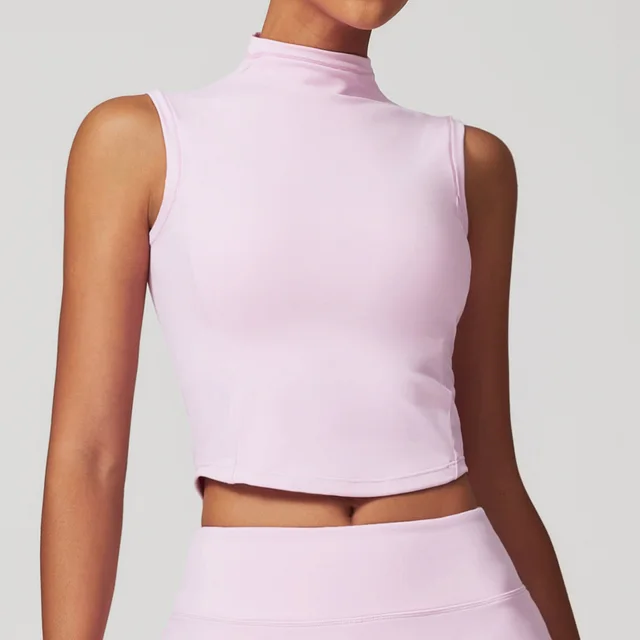 Brushed Yoga Vest Tight fitting Cinched Running Fitness Top Lilac Pink - Shop at LoveMi