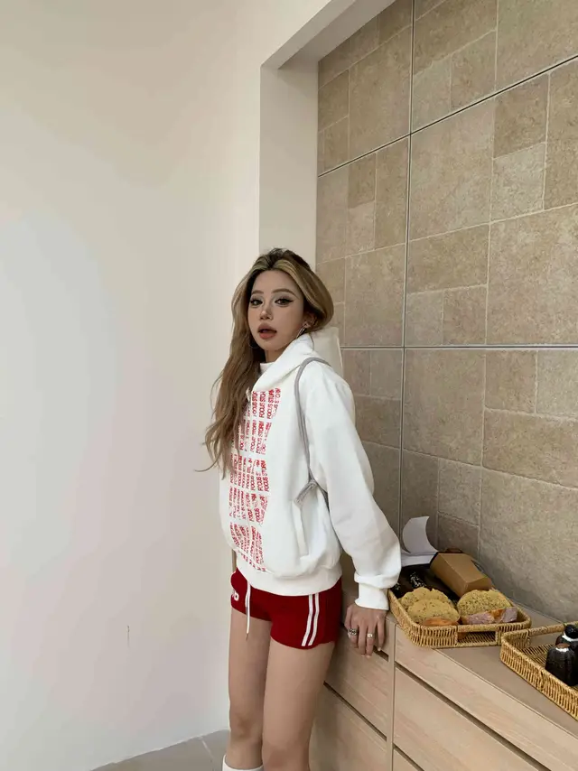 Letter Print Loose Couple Hooded Sweater Coat White - Shop at LoveMi