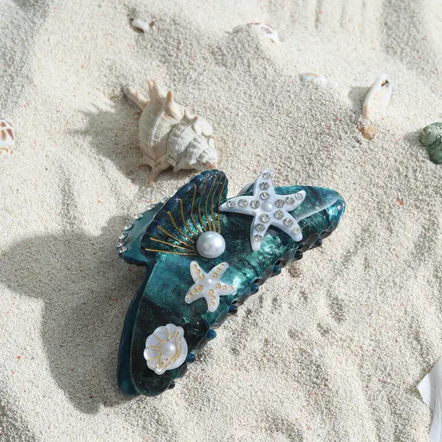Ocean Acrylic Starfish Shell Temperament Seabed Barrettes H976 - Shop at LoveMi