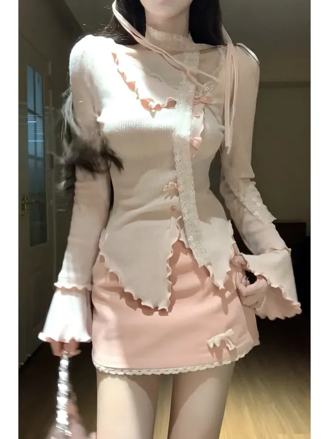 Small Irregular Top Skirt Two piece Set For Women Set - Shop at LoveMi