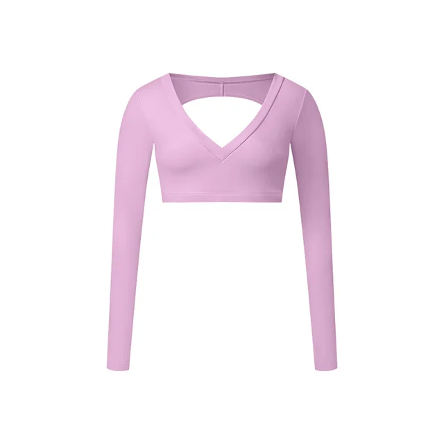 Long T Deep V Shaping Back Hollow out Short Top Pink Peony - Shop at LoveMi
