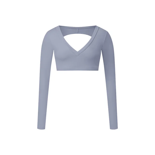 Long T Deep V Shaping Back Hollow out Short Top Rhino Gray - Shop at LoveMi