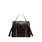 Contrast Color Alligator Print Handbag Retro Style - Black