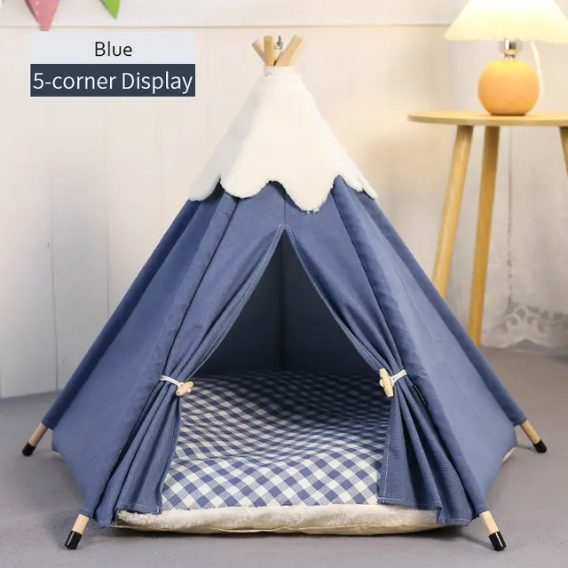 Pet Tent Cat Nest Removable And Washable Small And Medium Size Snow Velvet Blue - Shop at LoveMi