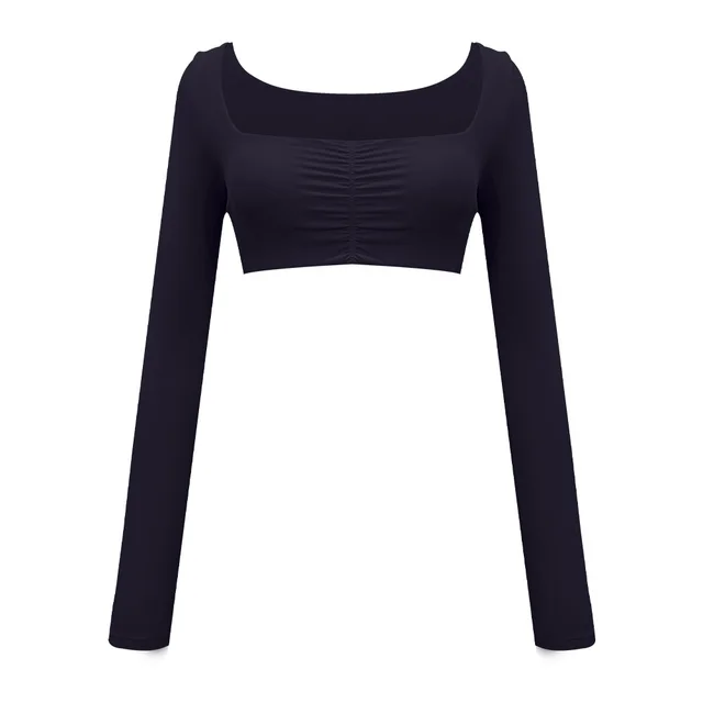 Top Square cut Collar Midriff Outfit Removable Pleated Black - Shop at LoveMi