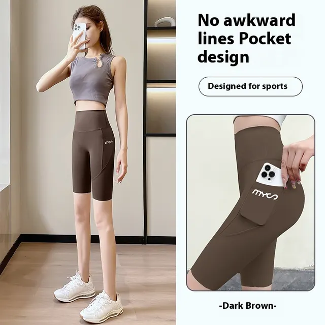 Thin Breathable Slim Tight Pants High Waist Belly Contracting Women Coffee Color - Shop at LoveMi