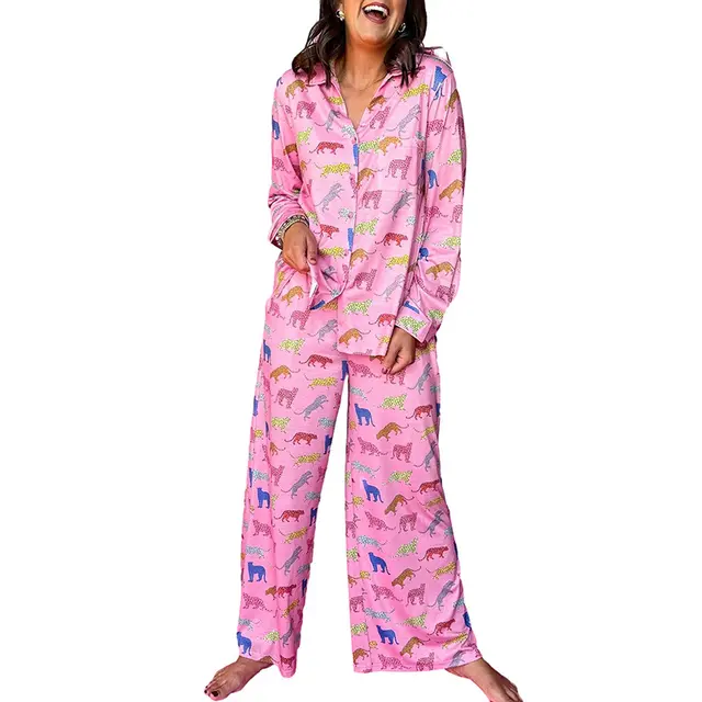 Home Fashion All matching Printing Color Contrast Home Wear Suit P1022 - Shop at LoveMi
