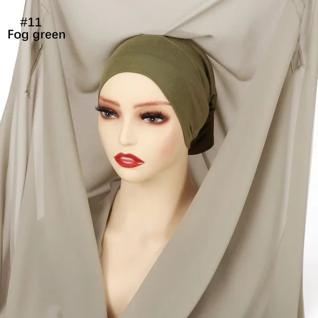 Pure Color Pearl Chiffon Scarf Plus The Same Color 11 Fog Green - Shop at LoveMi