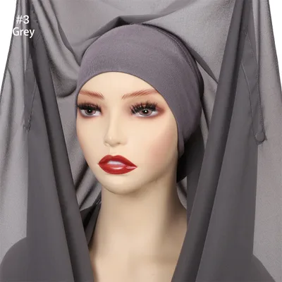 Pure Color Pearl Chiffon Scarf Plus The Same Color 3 Gray - Shop at LoveMi