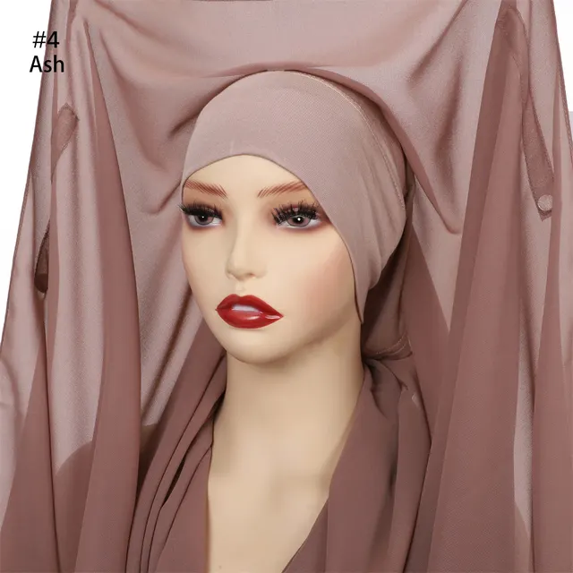 Pure Color Pearl Chiffon Scarf Plus The Same Color 4 Red Khaki Color - Shop at LoveMi