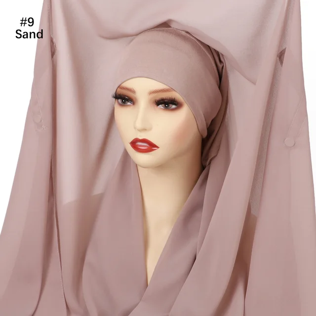 Pure Color Pearl Chiffon Scarf Plus The Same Color 9 Sand Color - Shop at LoveMi
