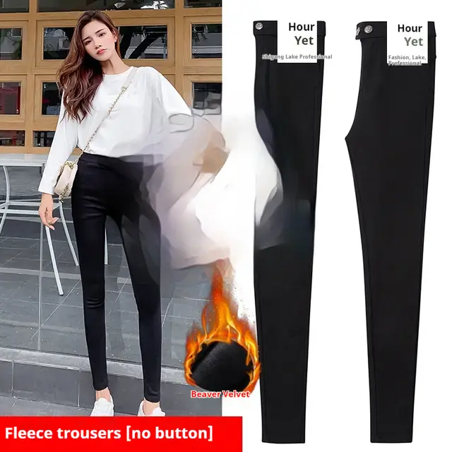 Black Magical Leggings Women's Outer Wear Ankle Tight High Waist Slimming Plush Without Button - Shop at LoveMi
