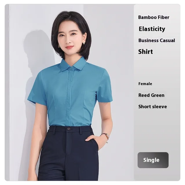Bamboo Fiber White Shirt Men's Professional Short Sleeve Womens Reed Green - Shop at LoveMi