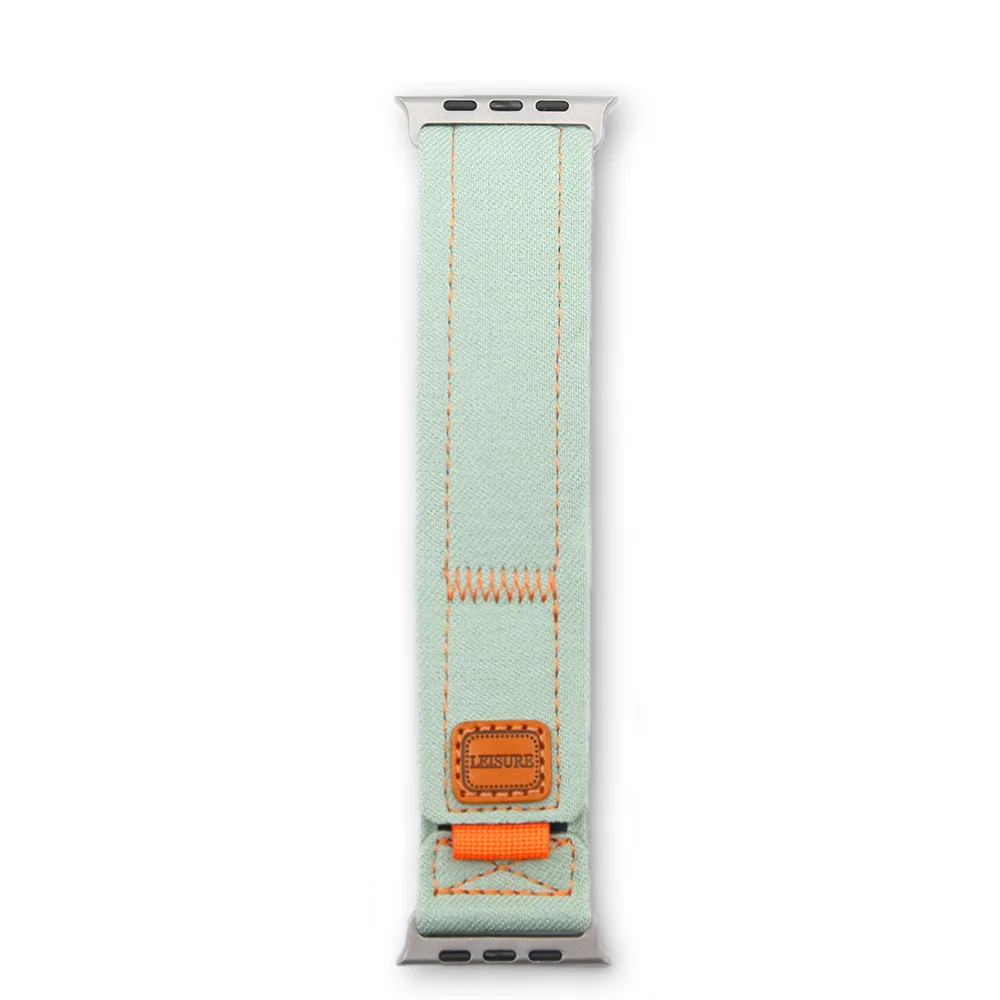 Denim One-piece Woven Watch Band - Milk Green - View 1