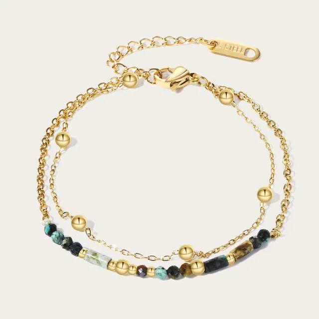 Natural Stone Titanium Steel Bracelet French Retro Twin Sb22101522 - Shop at LoveMi
